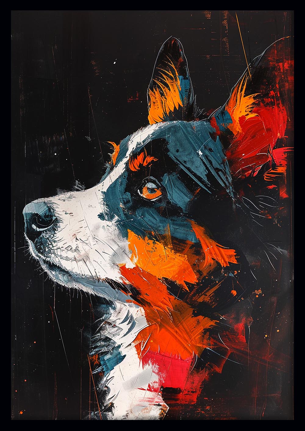 T976 – Abstract Dog Portrait Canvas Art Print, Modern Pet Wall Decor – AiPrintLab