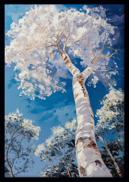 Tall White Tree against Blue Sky – Nature Canvas & Poster Wall Art – T1452 –