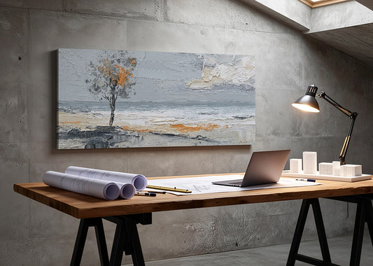 Textured Coastal Tree Landscape Canvas Wall Art – Single & 3 Panel Canvas – AI PRINT LAB