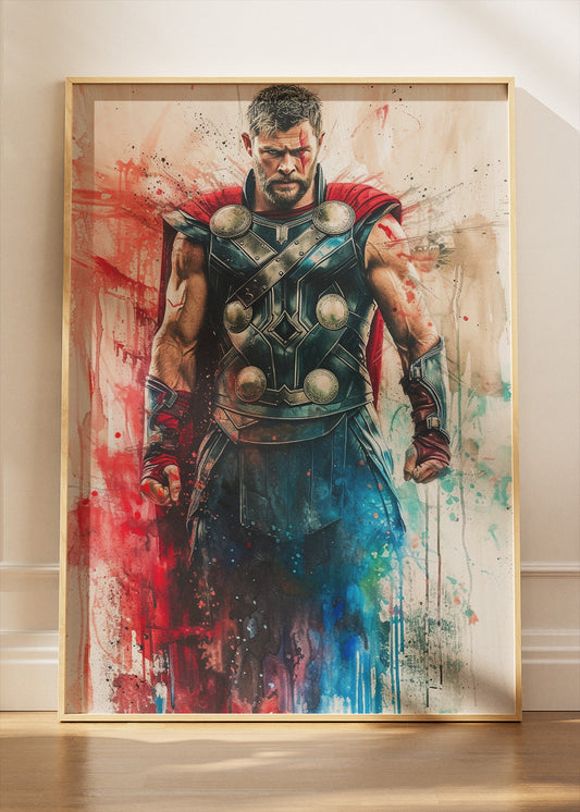 Thunder God Warrior Splash Art Canvas & Poster Print – AI PRINT LAB
