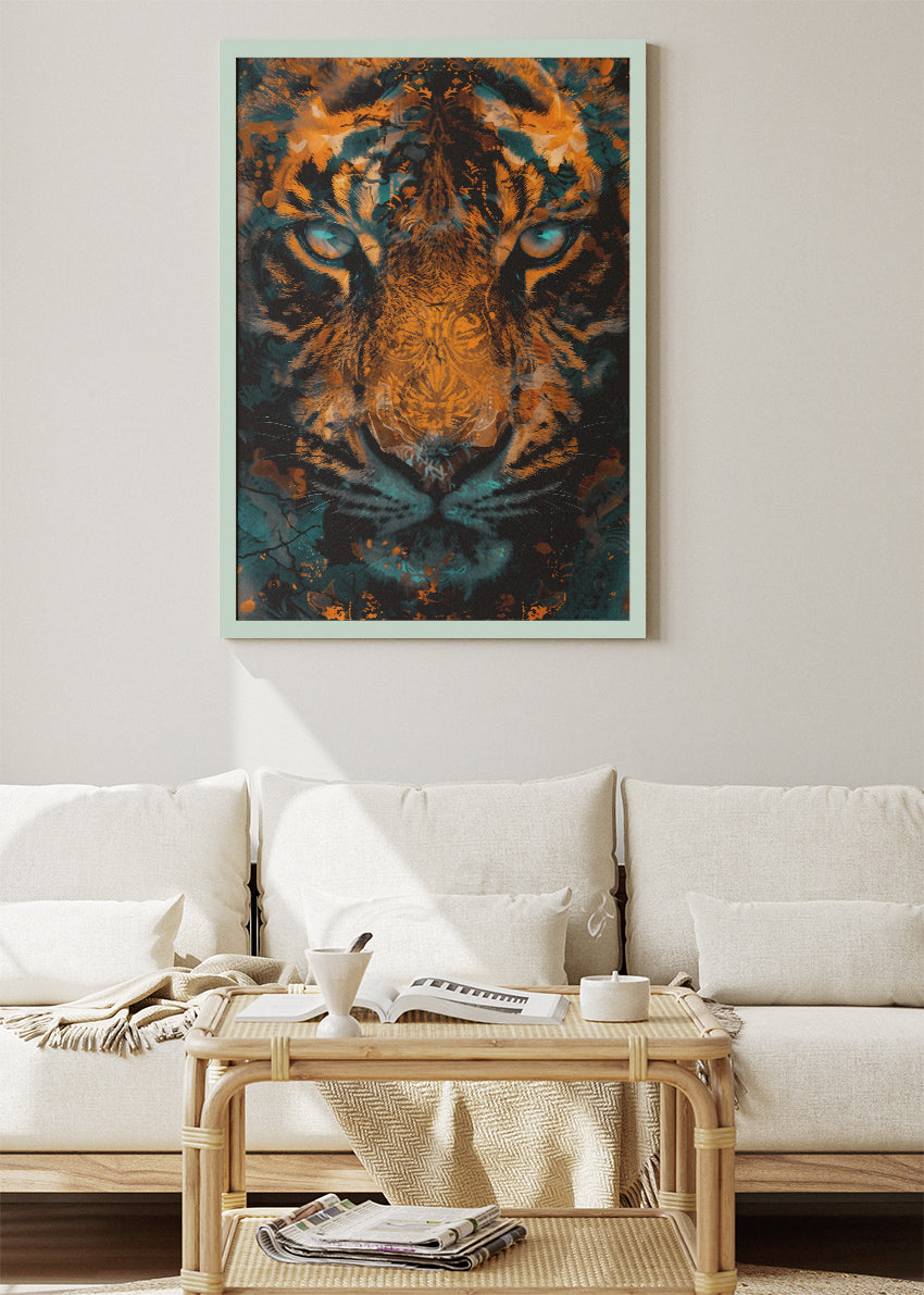 Tiger Face Art Print & Canvas – Intense Abstract Tiger Wall Art