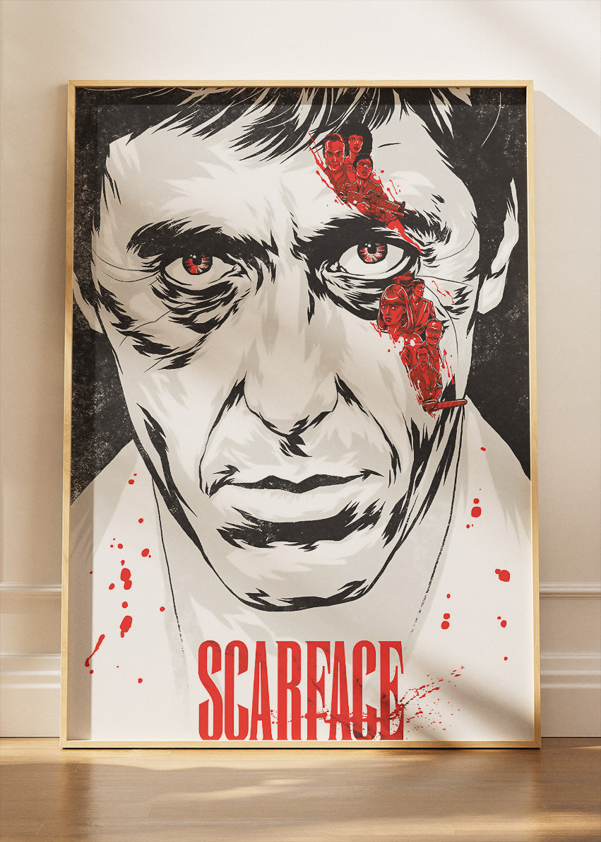 Tony Montana Scarface Portrait Wall Art Poster & Canvas Print