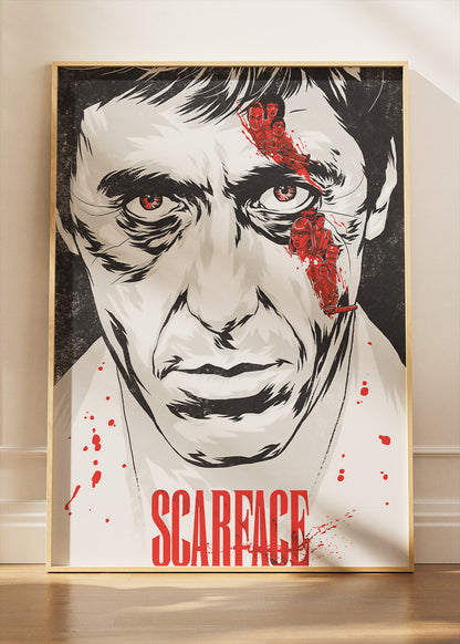 Tony Montana Scarface Portrait Wall Art Poster & Canvas Print
