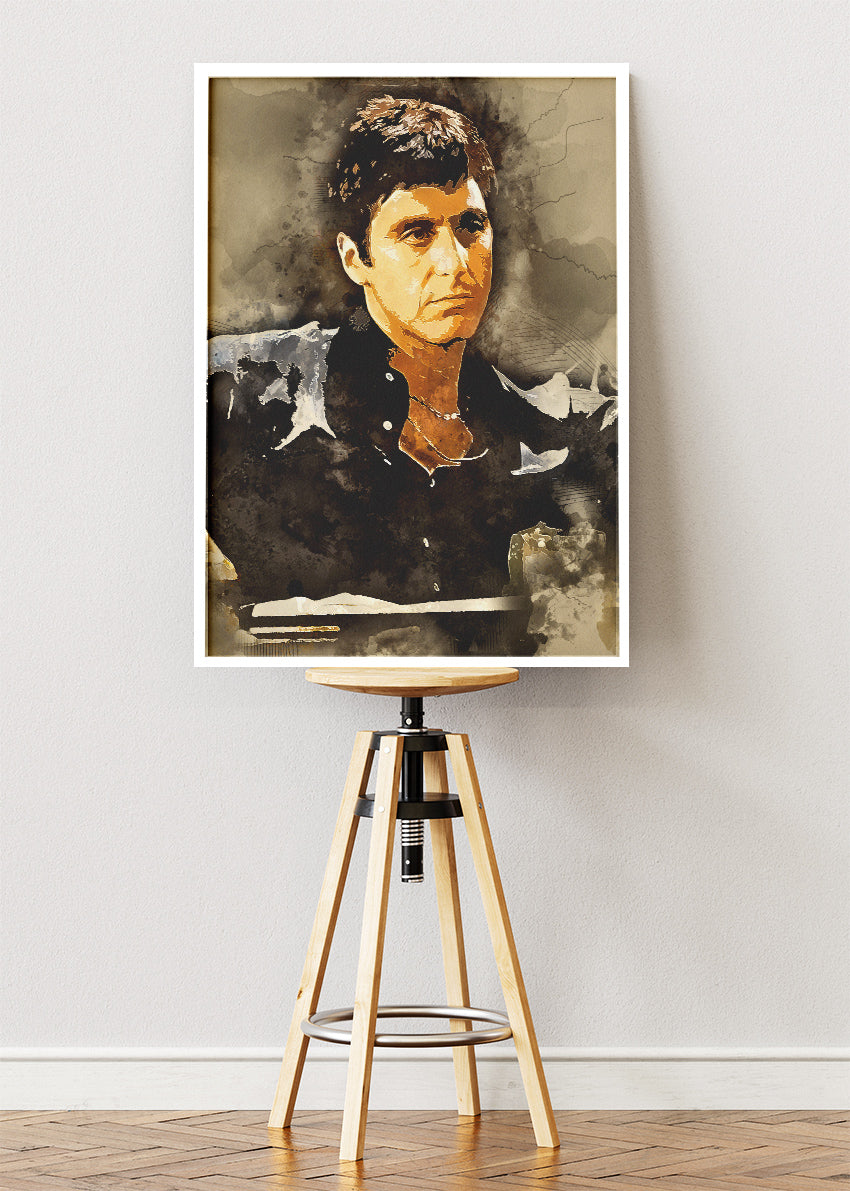 Tony Montana Vintage Portrait Wall Art Poster & Canvas Print