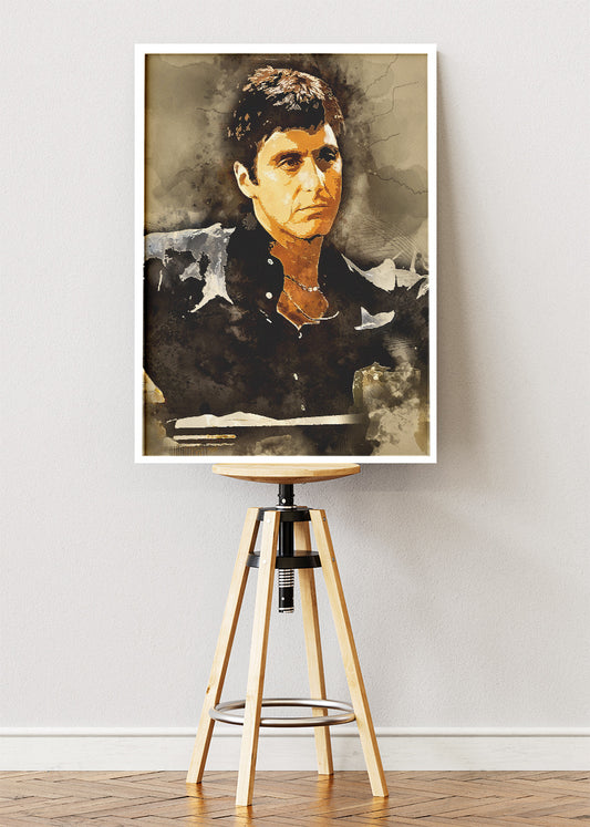 Tony Montana Vintage Portrait Wall Art Poster & Canvas Print