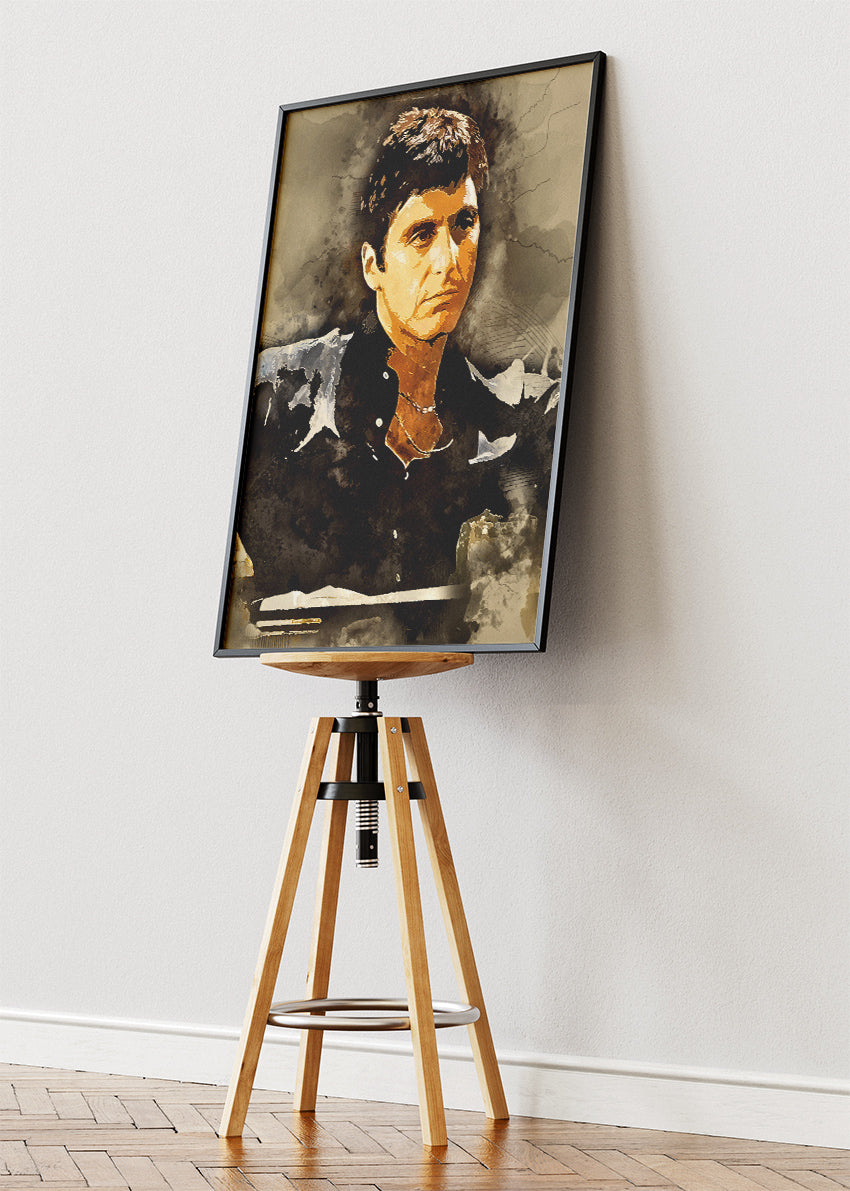 Tony Montana Vintage Portrait Wall Art Poster & Canvas Print