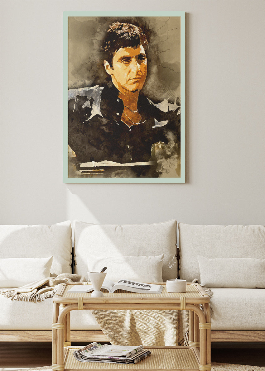 Tony Montana Vintage Portrait Wall Art Poster & Canvas Print