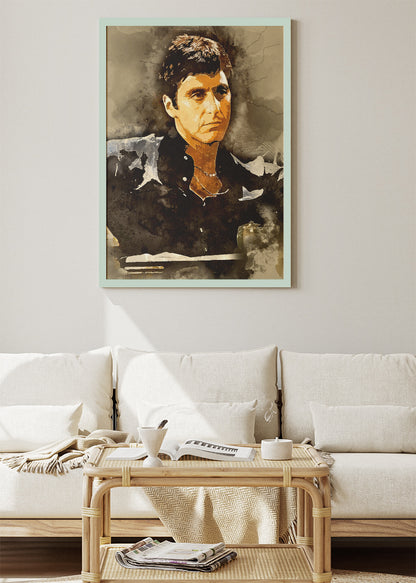 Tony Montana Vintage Portrait Wall Art Poster & Canvas Print