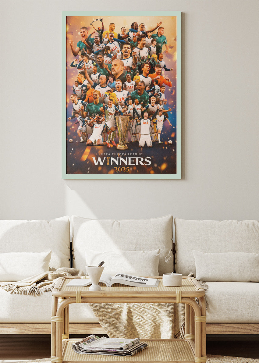 Tottenham Hotspur Europa League Winners 2025 Wall Art | Historic Trophy Celebration Poster & Canvas