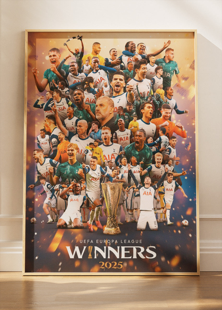 Tottenham Hotspur Europa League Winners 2025 Wall Art | Historic Trophy Celebration Poster & Canvas