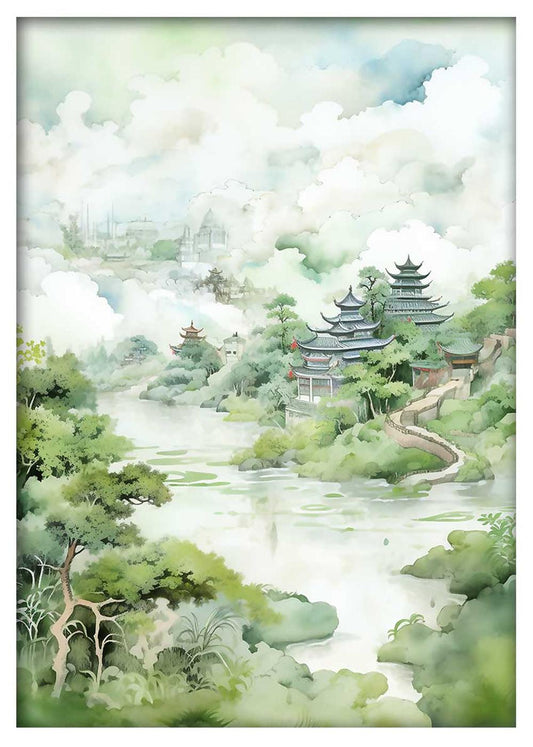 Tranquil Asian Landscape Wall Art Print & Canvas – T756 – AiPrintLab