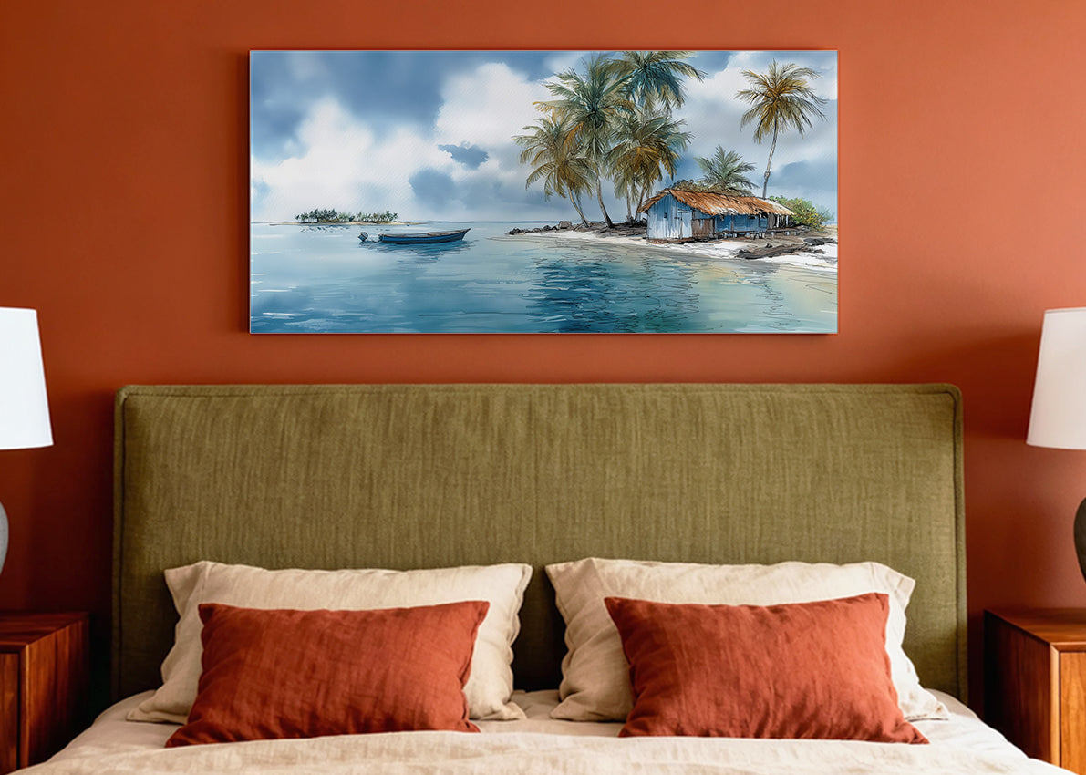 Tropical Island Panoramic Canvas Wall Art – AI PRINT LAB