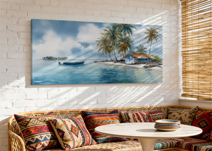 Tropical Island Panoramic Canvas Wall Art – AI PRINT LAB