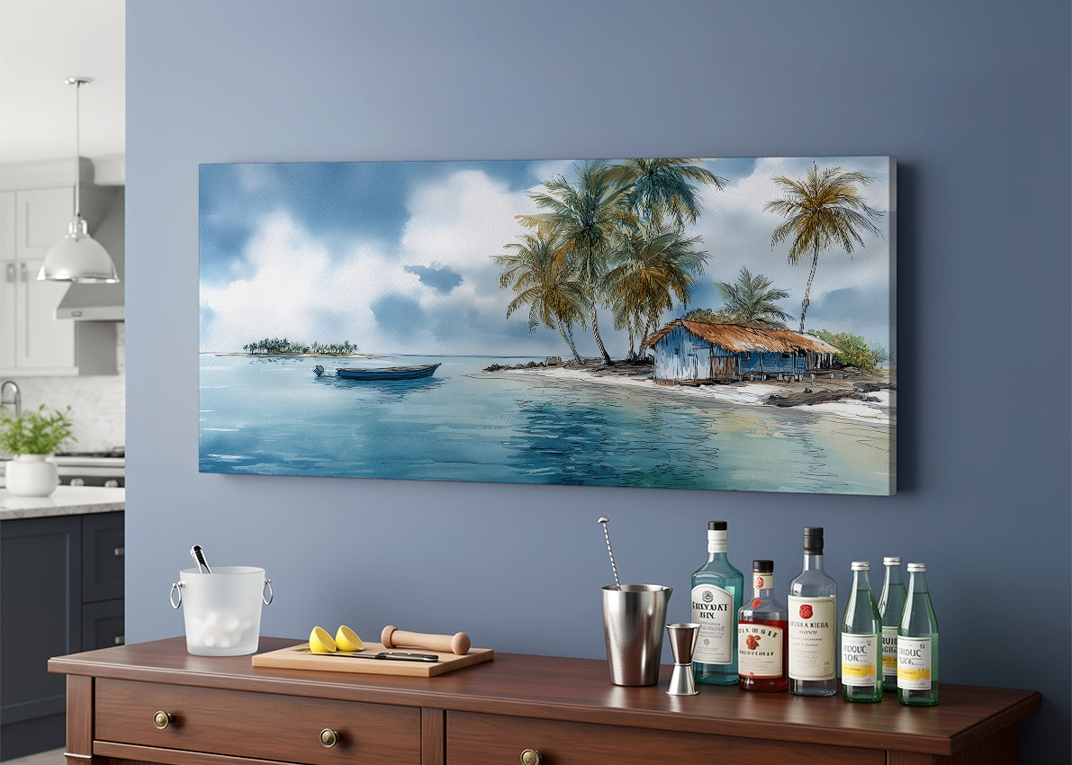Tropical Island Panoramic Canvas Wall Art – AI PRINT LAB