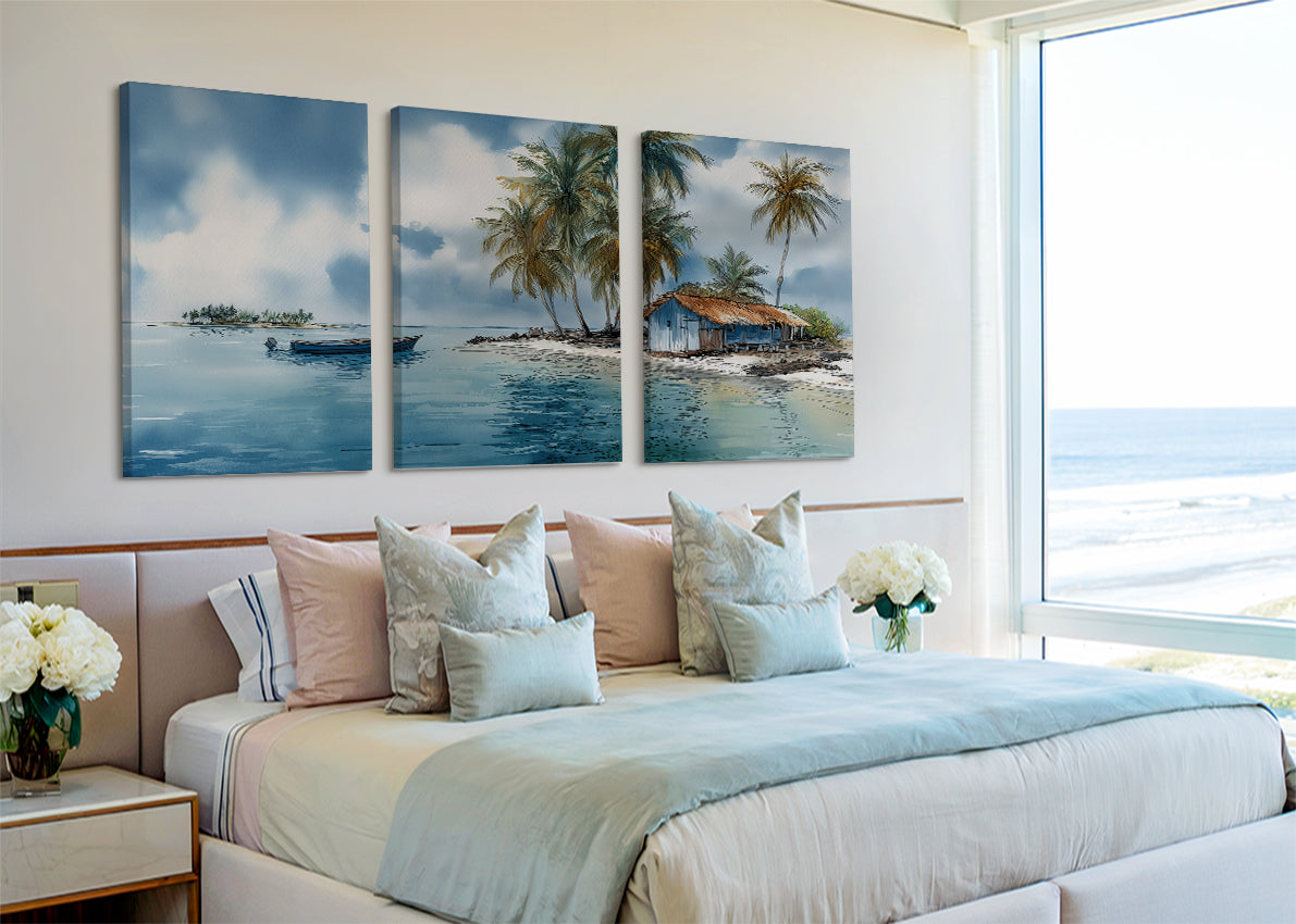 Tropical Island Panoramic Canvas Wall Art – AI PRINT LAB