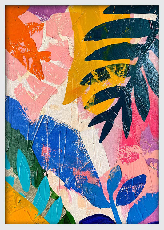Tropical Jungle Brushstrokes – Bold Abstract Leaf Canvas & Poster Art – T1185 – AiPrintLab
