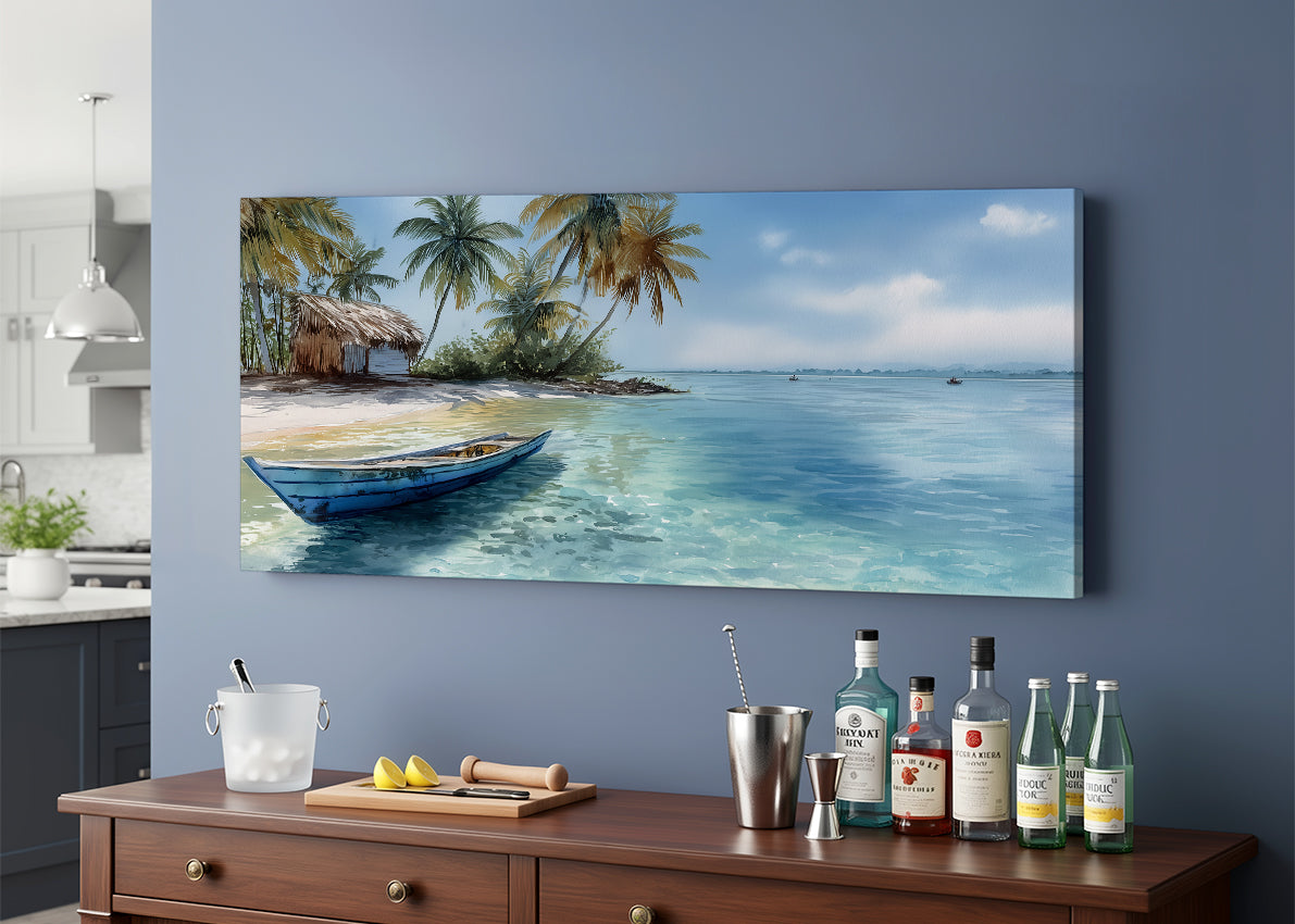 Tropical Paradise Beach Landscape Canvas Print