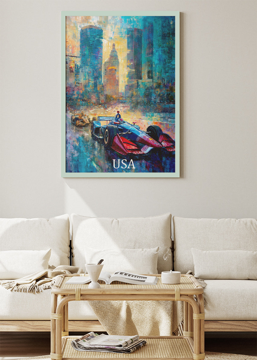 USA Downtown Formula Racing Canvas Print & Poster – AI PRINT LAB