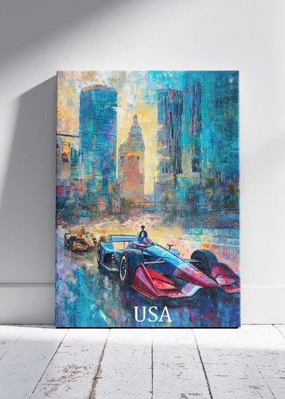 USA Downtown Formula Racing Canvas Print & Poster – AI PRINT LAB