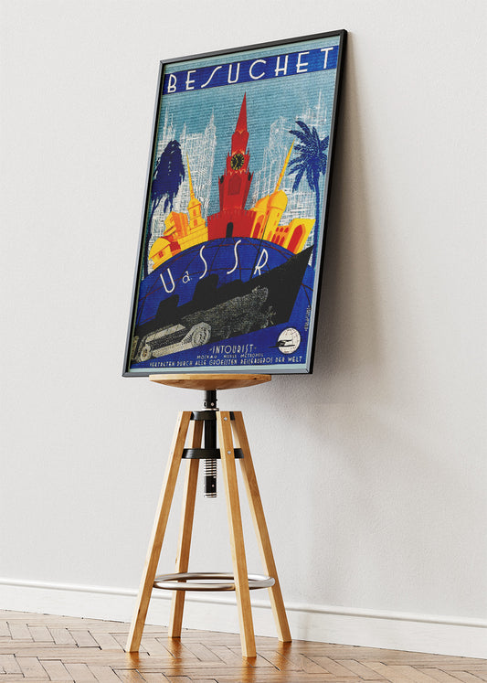 USSR Vintage Travel Poster & Canvas Print – Retro Intourist Illustration Art