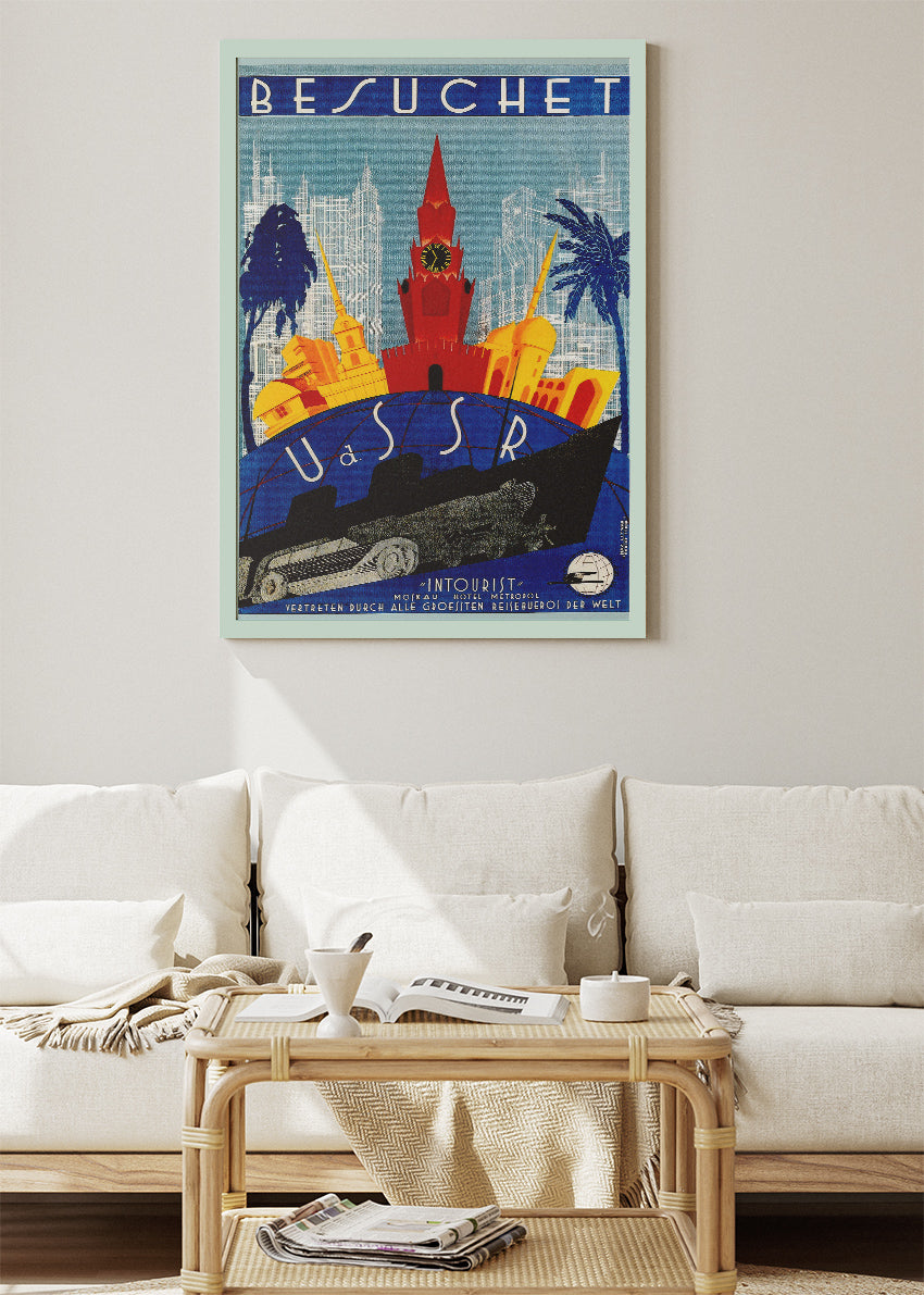 USSR Vintage Travel Poster & Canvas Print – Retro Intourist Illustration Art