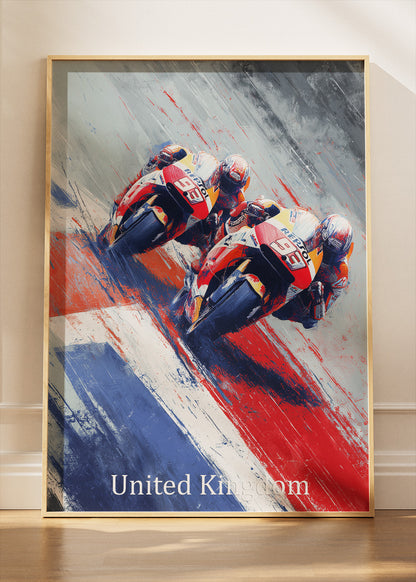 United Kingdom Moto Racing Poster Canvas & Print – AI PRINT LAB