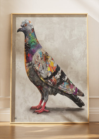 Urban Graffiti Pigeon Canvas Print & Poster – Modern Street Art Bird Wall Decor