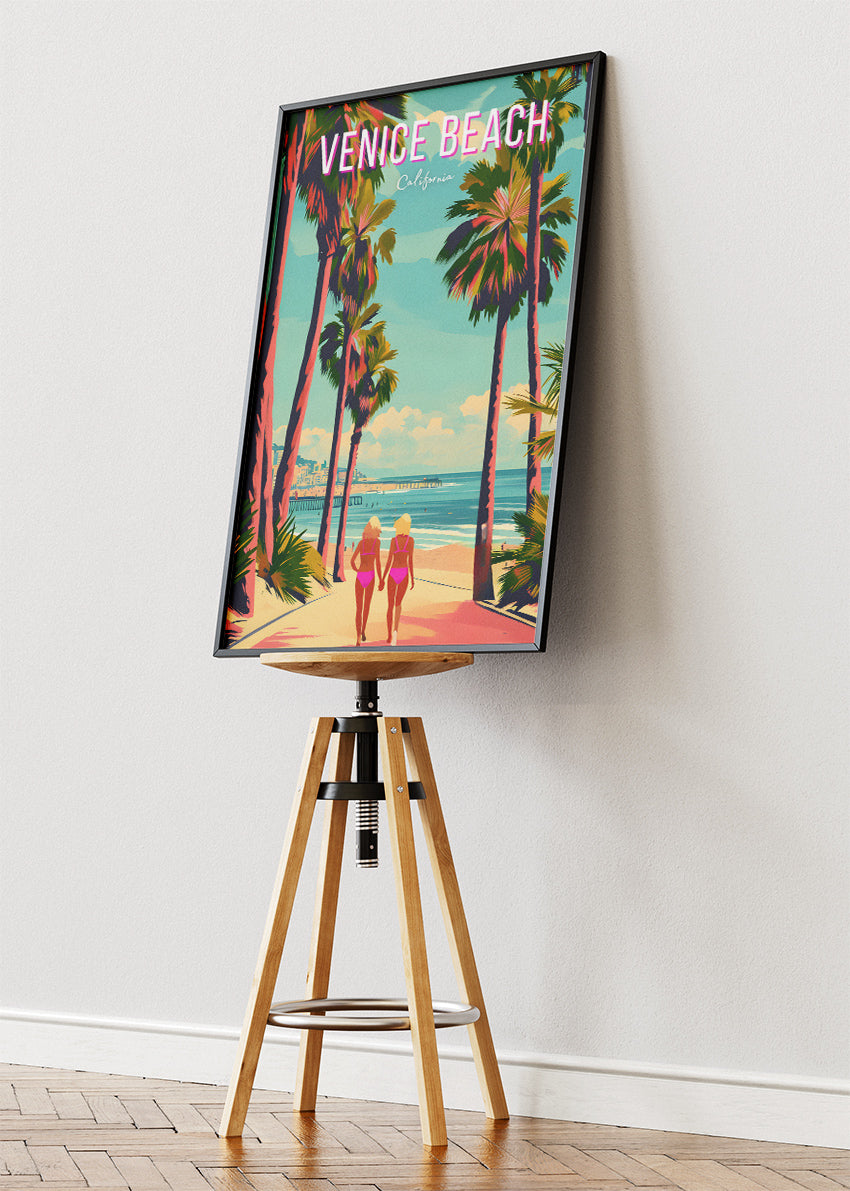 Venice Beach California Poster & Canvas Print – Colorful Retro Coastal Wall Art