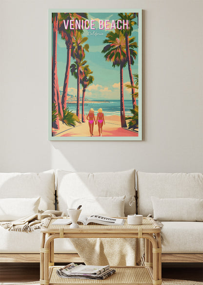 Venice Beach California Poster & Canvas Print – Colorful Retro Coastal Wall Art