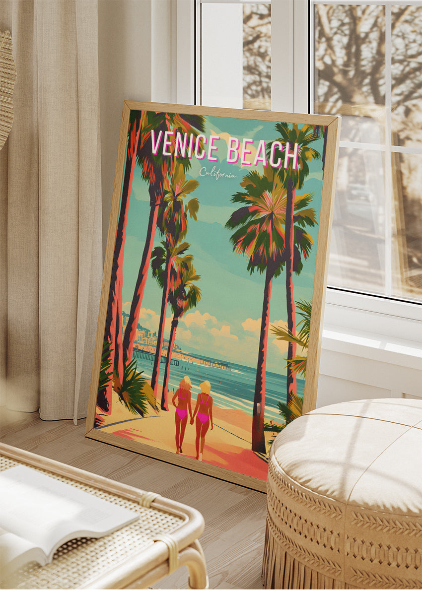 Venice Beach California Poster & Canvas Print – Colorful Retro Coastal Wall Art