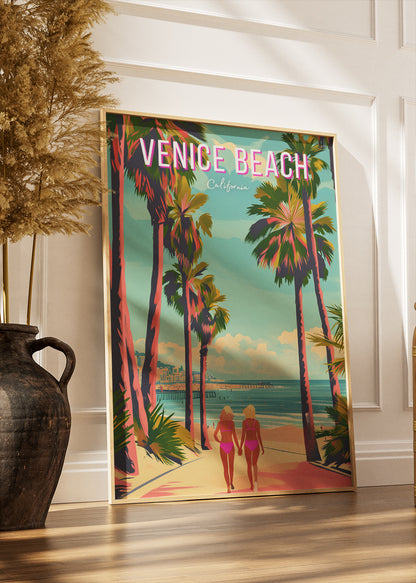 Venice Beach California Poster & Canvas Print – Colorful Retro Coastal Wall Art