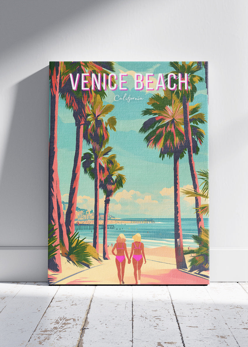 Venice Beach California Poster & Canvas Print – Colorful Retro Coastal Wall Art