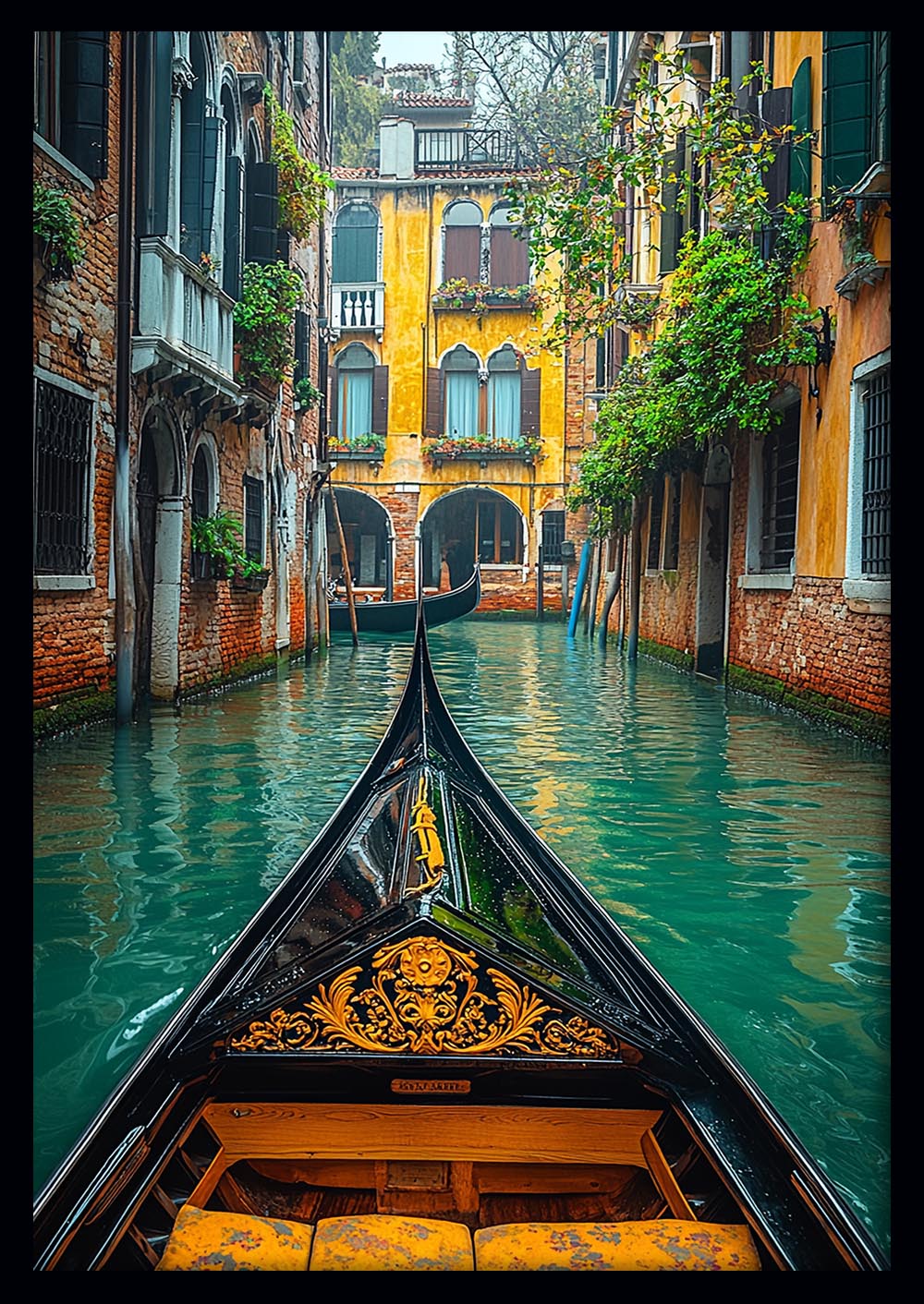 Venice Gondola Ride Through Canal – Romantic Italian City Canvas & Poster Wall Art – T1293 – AiPrintLab
