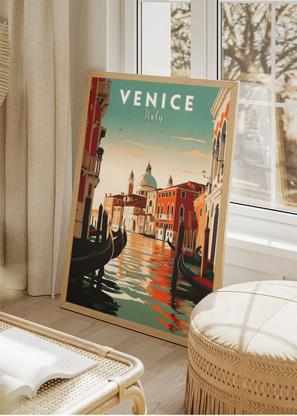 Venice Italy Poster & Canvas Print – Illustrated Grand Canal Sunset Art