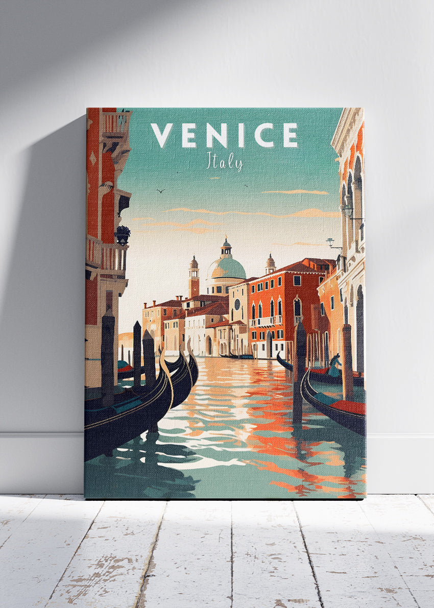 Venice Italy Poster & Canvas Print – Illustrated Grand Canal Sunset Art