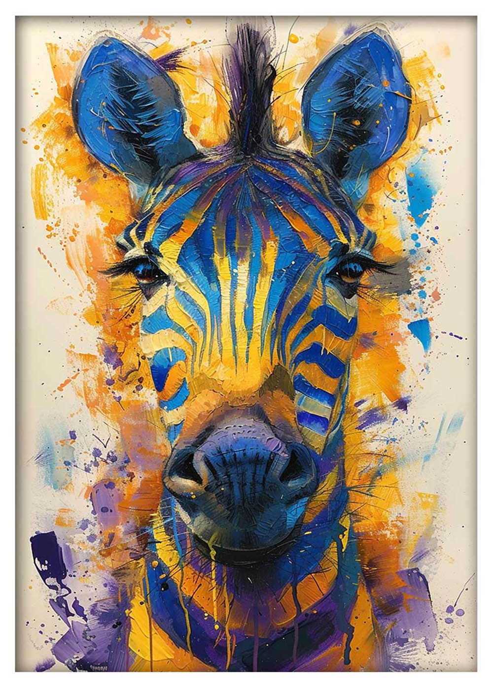 Vibrant Abstract Zebra Canvas Art – Colorful Safari Wall Decor – T933 – AiPrintLab