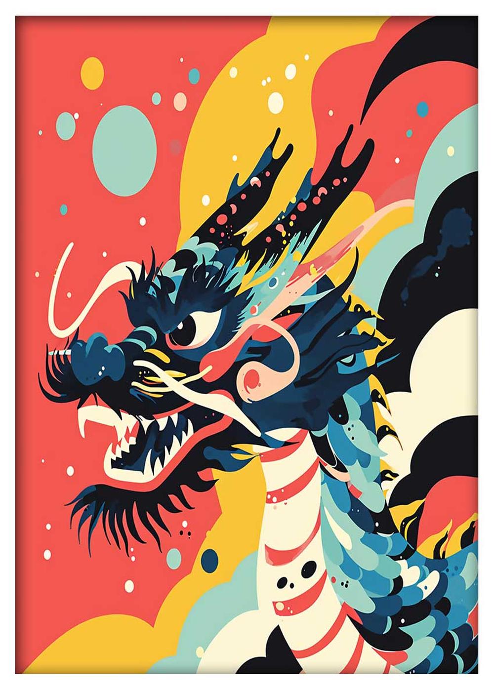 Vibrant Asian Dragon Wall Art Print & Canvas – T757 – AiPrintLab