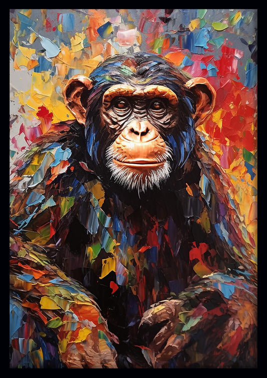 Vibrant Chimpanzee Portrait Canvas Art & Poster – T627 – AiPrintLab