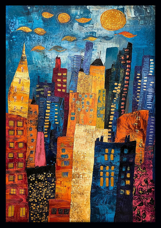 Vibrant Cityscape – Abstract Colorful Canvas & Poster Wall Art – T1045 – AiPrintLab