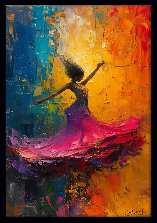 Vibrant Dancing Woman – Abstract Expressionist Poster & Canvas Wall Art – T772 – AiPrintLab
