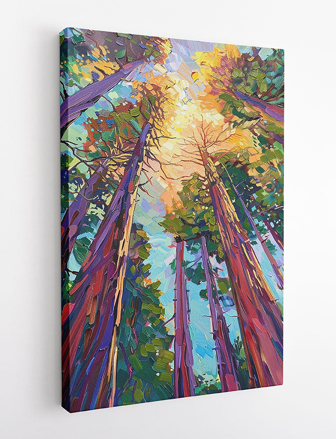 Vibrant Forest Canopy Wall Art – Colorful Tree Canvas & Poster Print – T1037 –