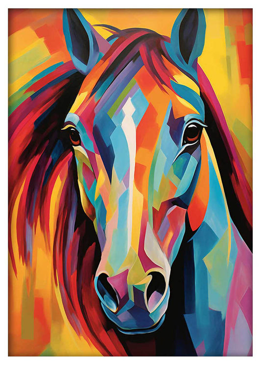 Vibrant Geometric Horse Portrait Canvas Art & Poster – T659 – AiPrintLab