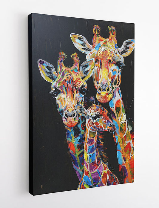 Vibrant Giraffe Family – Colorful Animal Canvas & Poster Wall Art – T1109 – AiPrintLab