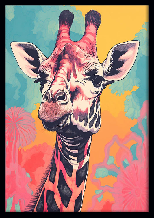 Vibrant Giraffe Portrait Pop Art Canvas & Poster – T656 – AiPrintLab