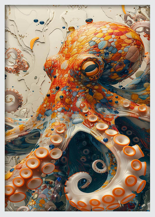 Vibrant Octopus Close-Up – Deep Sea Creature Canvas Wall Art & Poster Print – T1178 – AiPrintLab