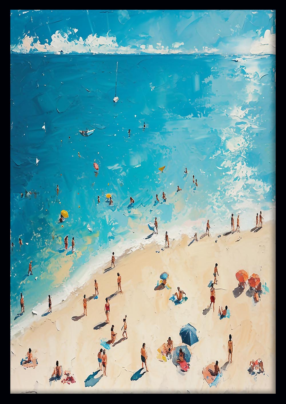 Vibrant Summer Beach Scene Art Print & Canvas – T741 – AiPrintLab