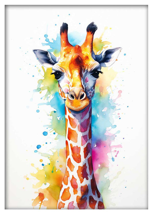 Vibrant Watercolor Giraffe Canvas Art & Poster – T619 – AiPrintLab
