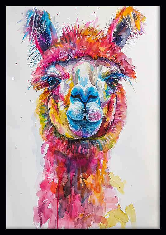 Vibrant Watercolor Llama Canvas Print & Poster – T605 – AiPrintLab