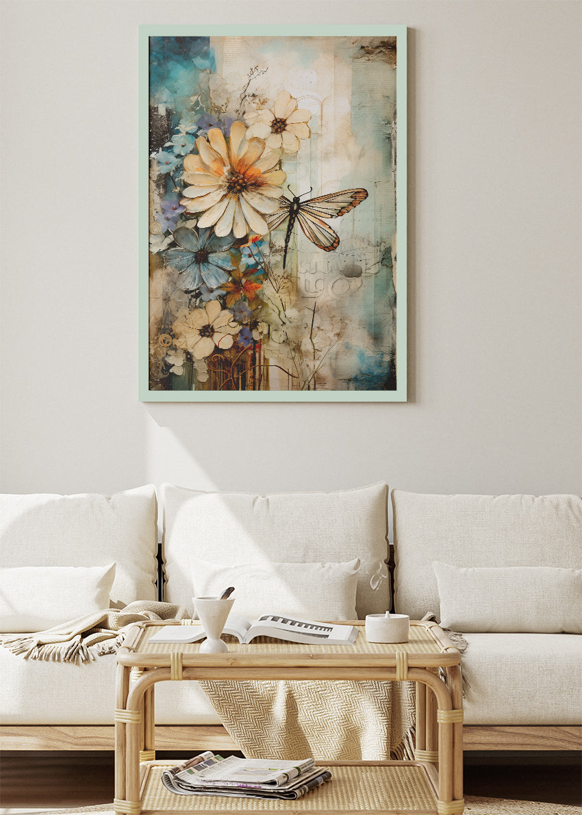 Vintage Butterfly Floral Garden Canvas & Poster Print – AI PRINT LAB