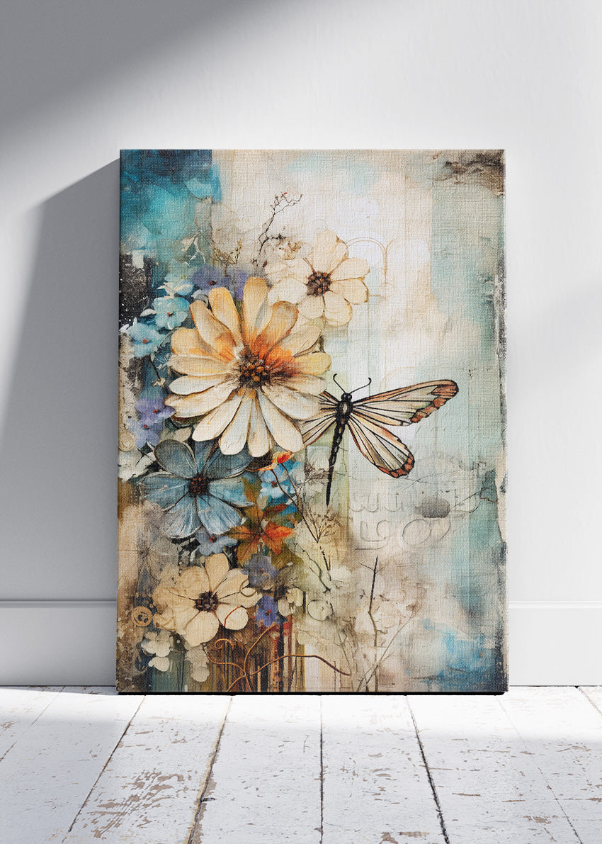 Vintage Butterfly Floral Garden Canvas & Poster Print – AI PRINT LAB